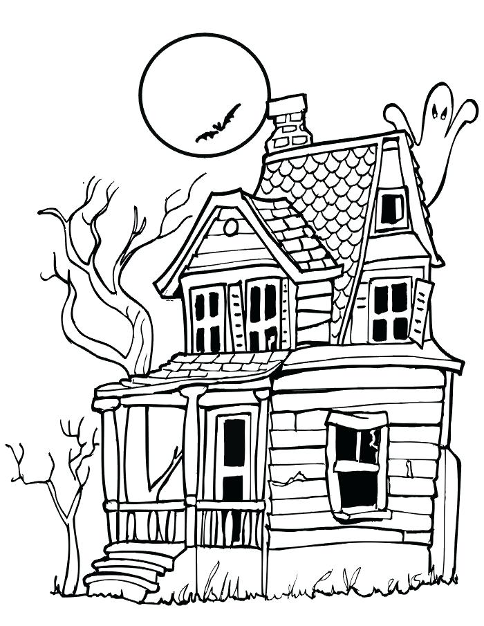 700x905 Halloween Coloring Pages Haunted House Spooky Halloween Coloring