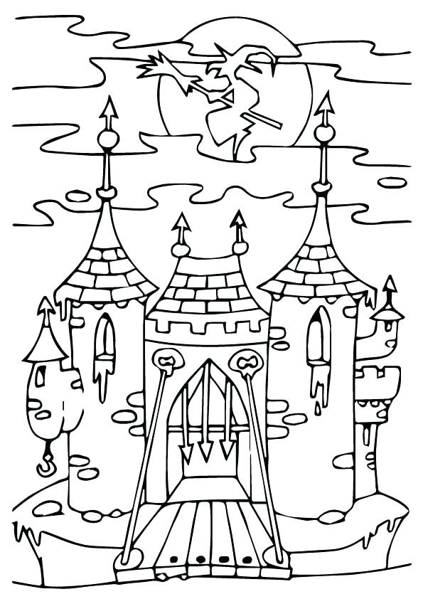 595x842 Best Haunted House Coloring Pages With Ghosts Also Haunted House