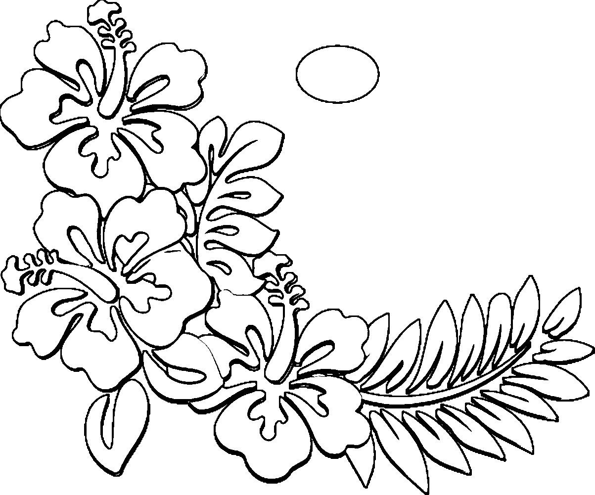 1203x1001 Awesome Hawaiian Flower Coloring Pages Collection Printable