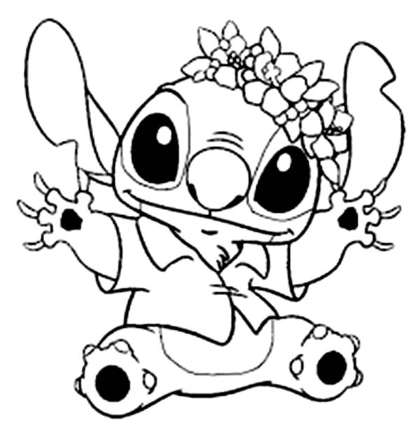 600x608 Stitch In Hawaiian Outfit In Lilo Stitch Coloring Page