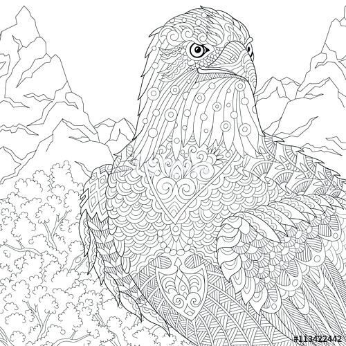 500x500 Hawk Coloring Pages Osprey Coloring Page Stylized Cartoon Eagle