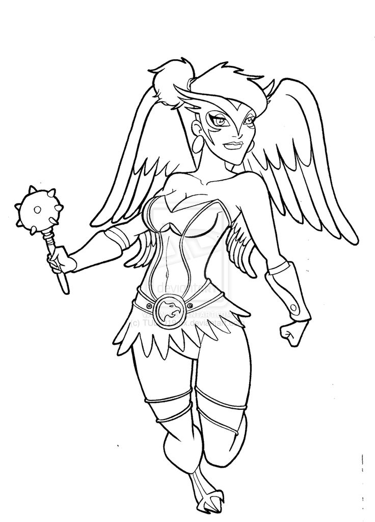 736x1023 Hawkgirl Para Colorear