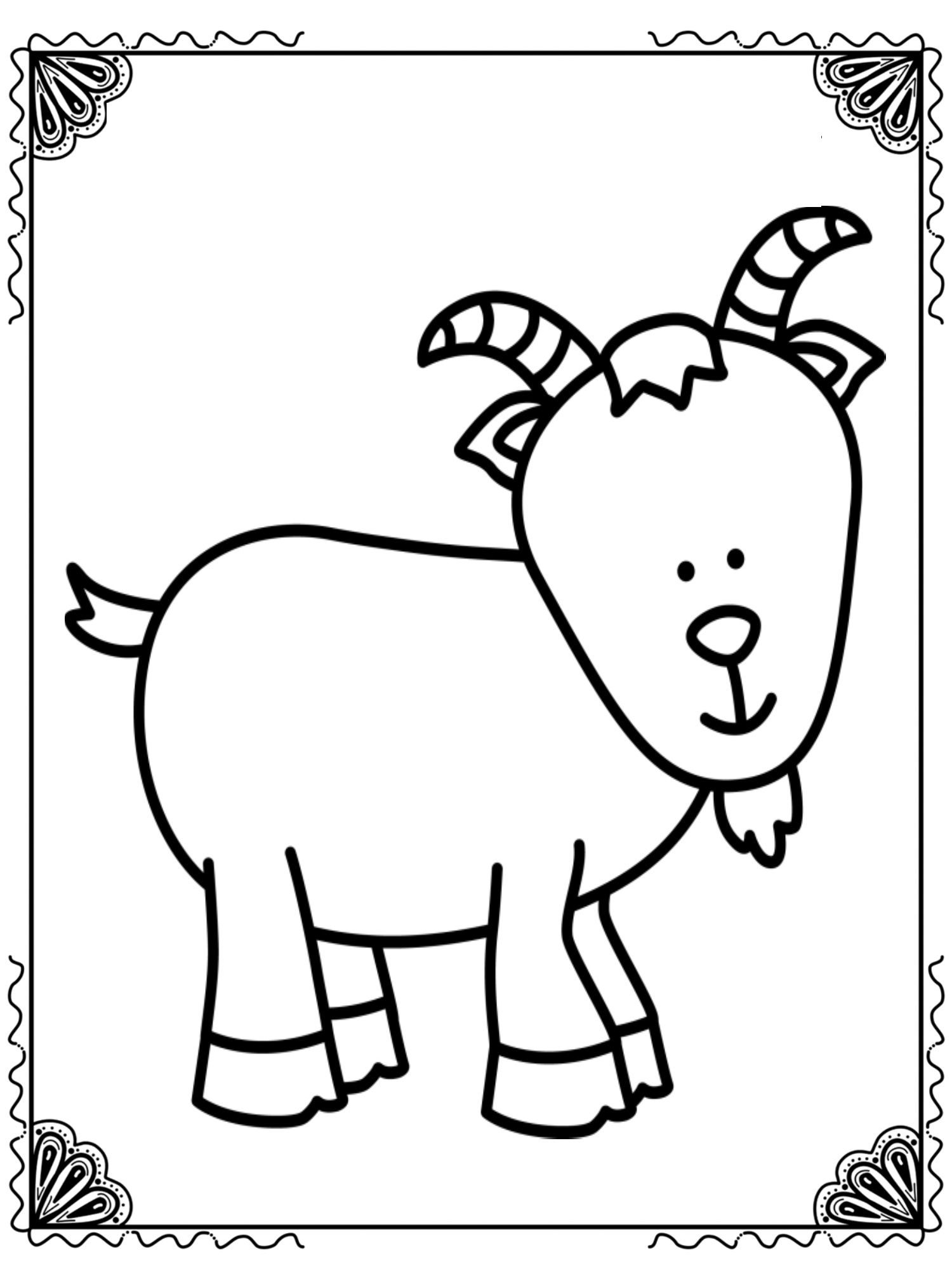 1500x2000 Unique Goat Page To Color Design Printable Coloring Sheet