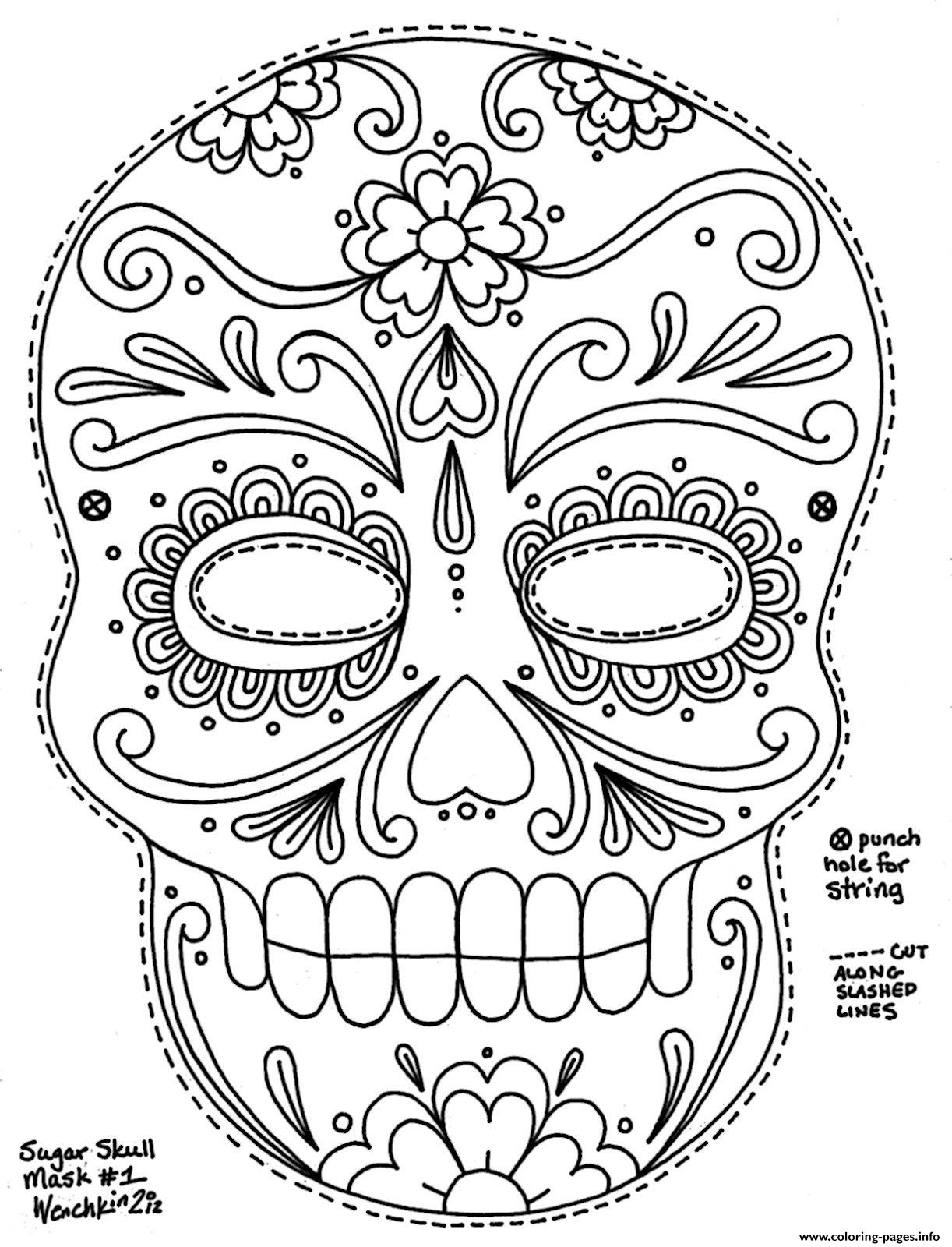 1222x1600 Print Simple Sugar Skull Hd Adult Big Size Coloring Pages Sugar