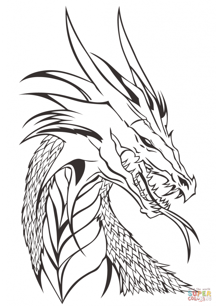 724x1024 Dragon Head Coloring Page