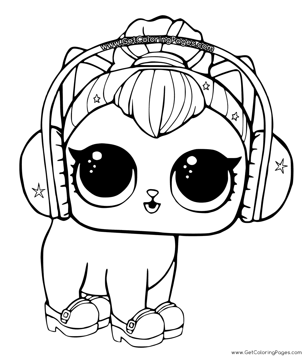 1024x1200 Lol Surprise Coloring Page Kitty Kitty In Headphones