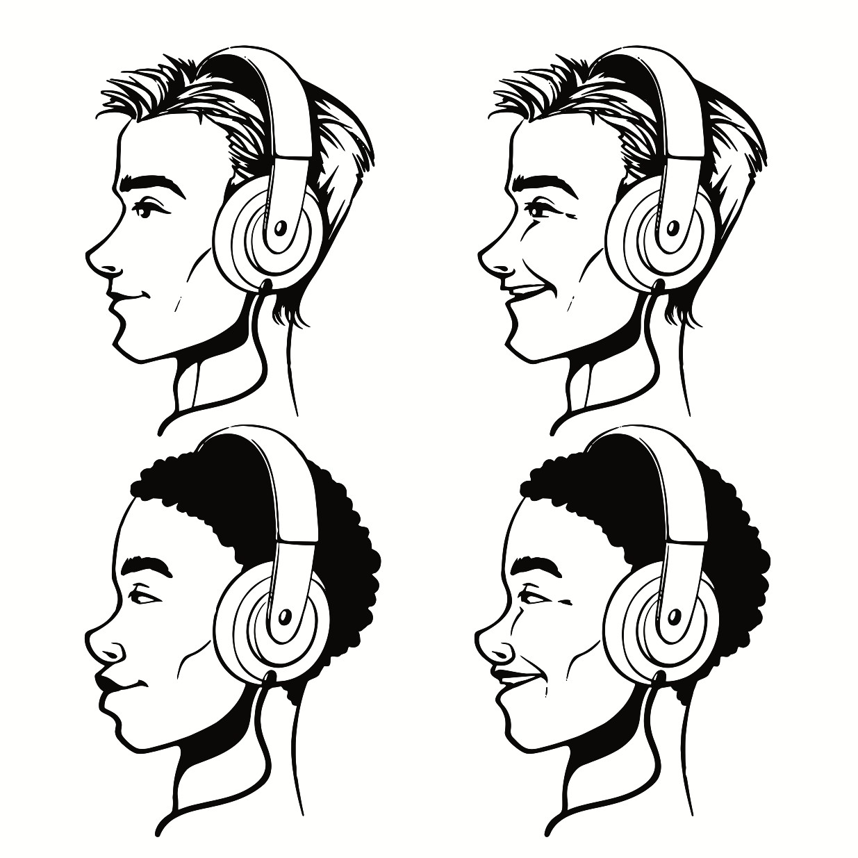 1235x1235 Men With Headphones Printable Image Illustration Sketch For Men