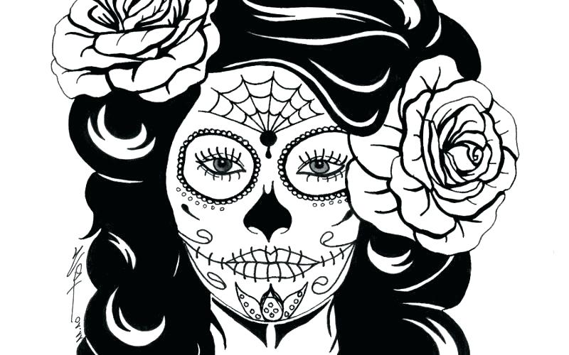 800x500 Skull Coloring Pages Sugar Skull Headphones Coloring Page