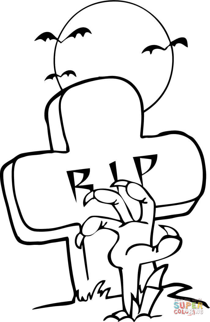 687x1052 Tombstone Coloring Page