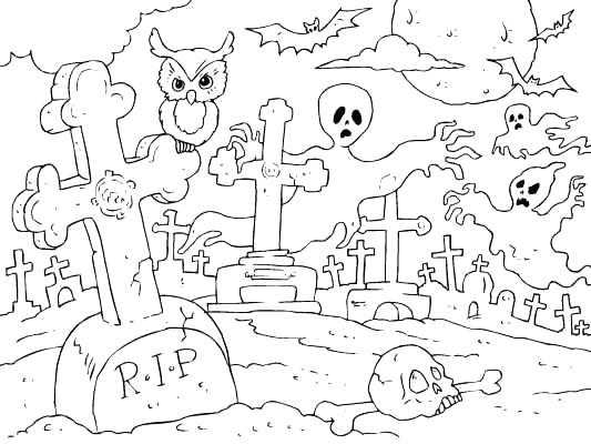 533x400 Graveyard Coloring Pages Free Tombstone Coloring Pages