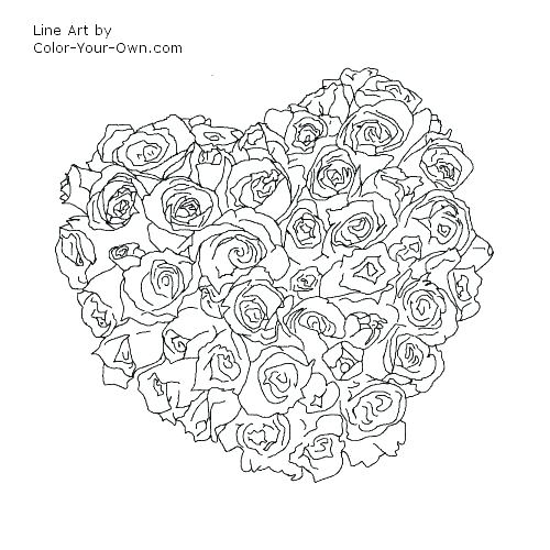 500x500 Heart Color Page Hearts And Roses Coloring Pages Good Roses
