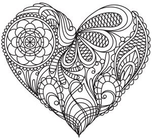 300x272 Coloring Page World Mendhi Heart Zentangle Story