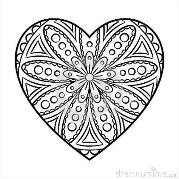 600x600 Heart Design Coloring Pages Heart Coloring Pages