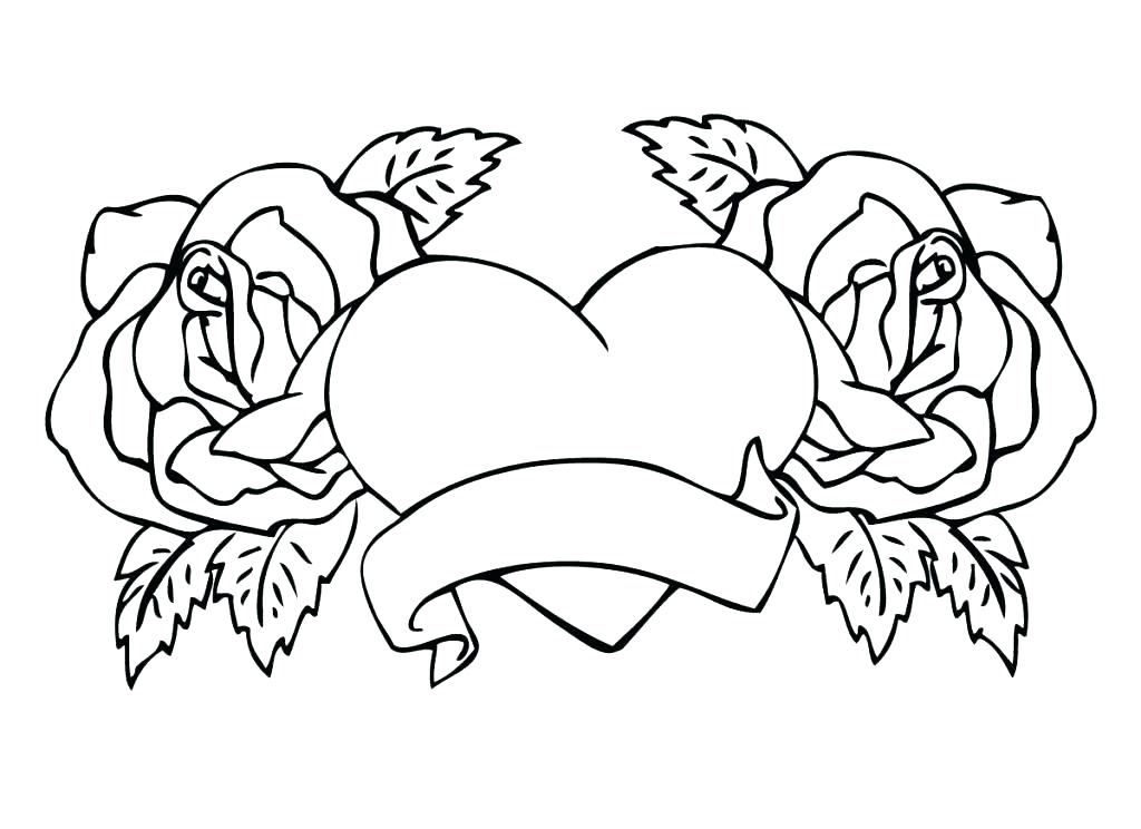 1024x744 Coloring Pages Of Hearts And Flowers Ng Page Rose Luxury Hearts