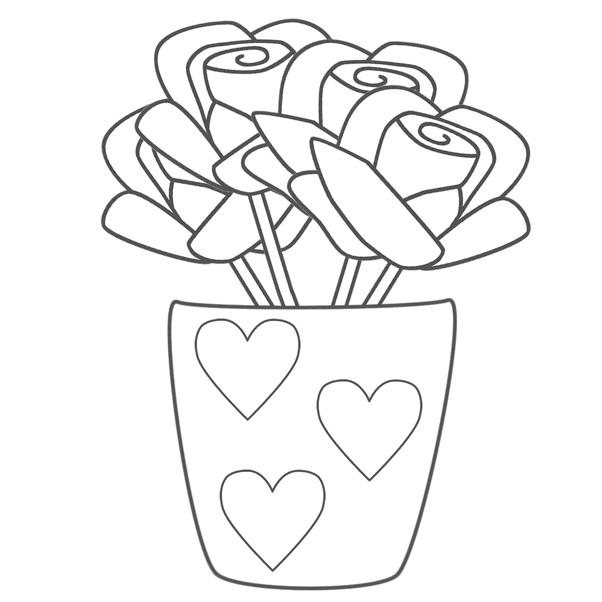 1200x1200 Growth Heart With Flowers Coloring Pages Cool Hearts And Roses