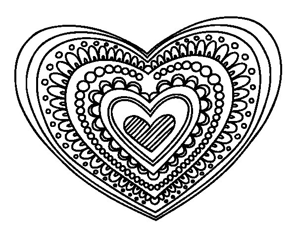 600x470 Heart Mandala Coloring Pages