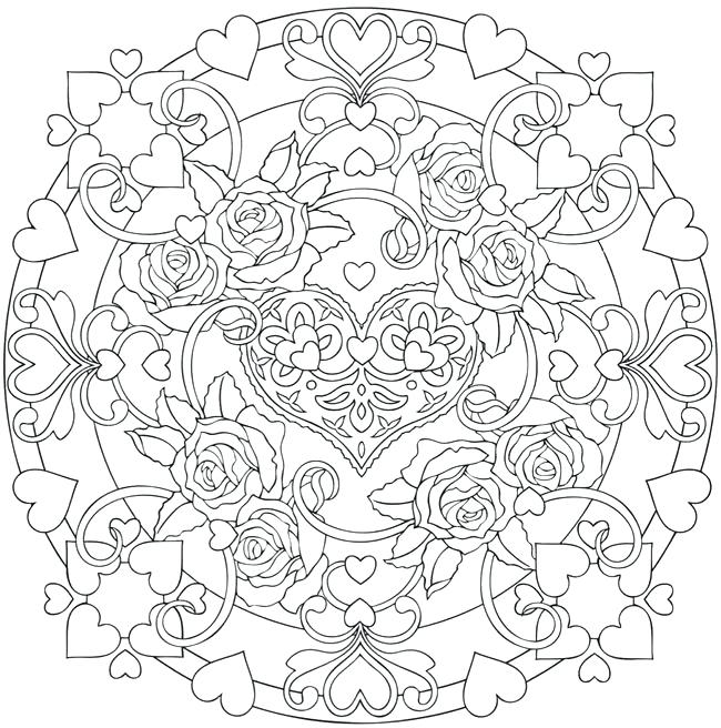 650x656 Heart Mandala Coloring Pages Pages Adults Mandalas For Printing