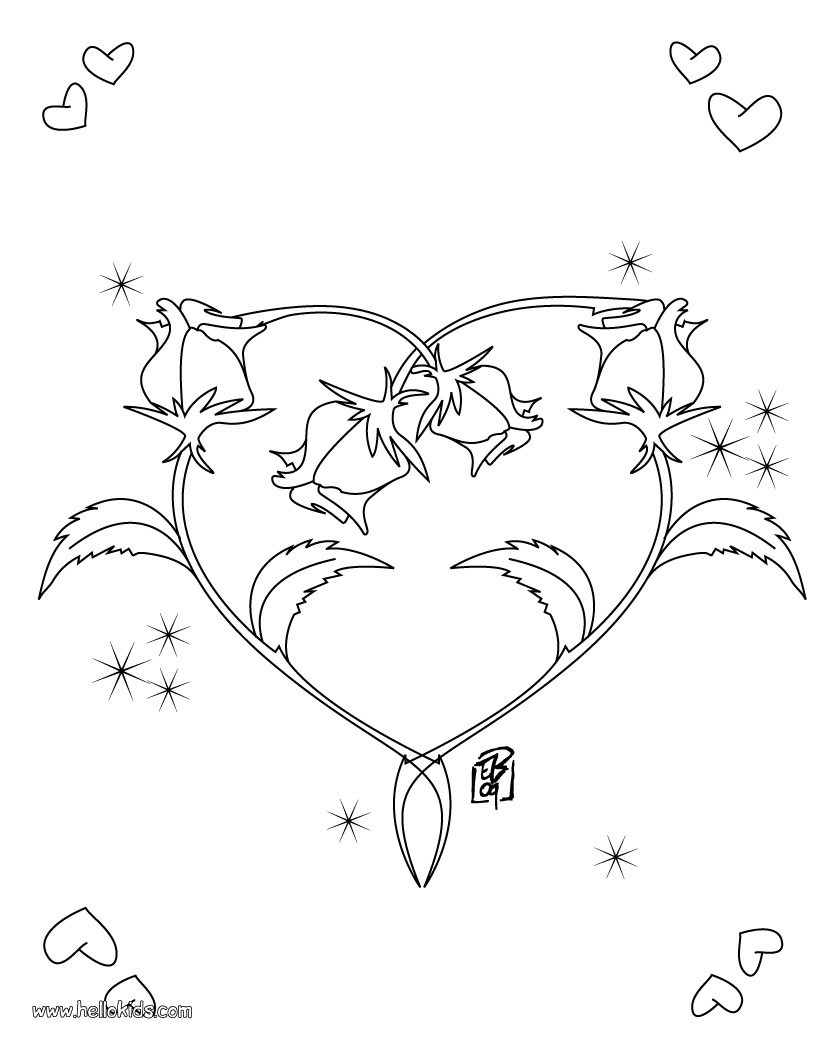 820x1060 Roses Heart Shape Coloring Pages Hellokids Com Endearing