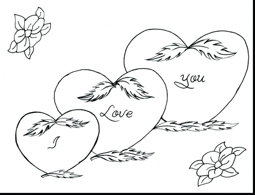 863x660 Heart Coloring Pages With Wings