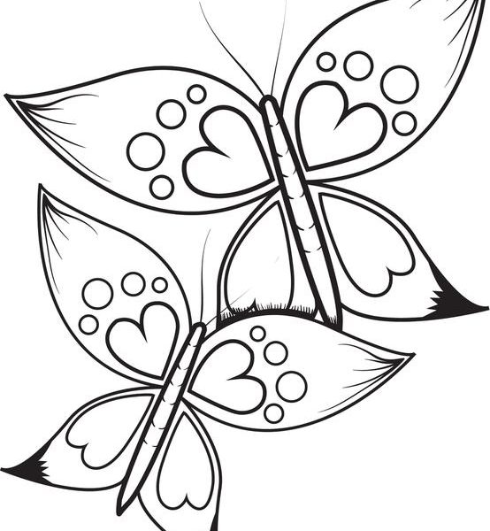 554x600 Hearts And Butterflies Coloring Pages Free Printable Butterflies