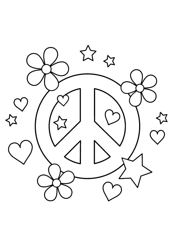 595x842 Peace Sign Color Peace Signs Coloring Pages Hearts And Stars