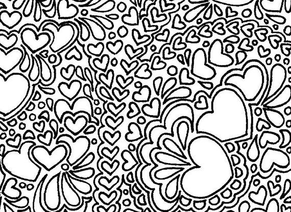 570x416 Abstract Hearts Printable Adult Coloring Page Adult Coloring