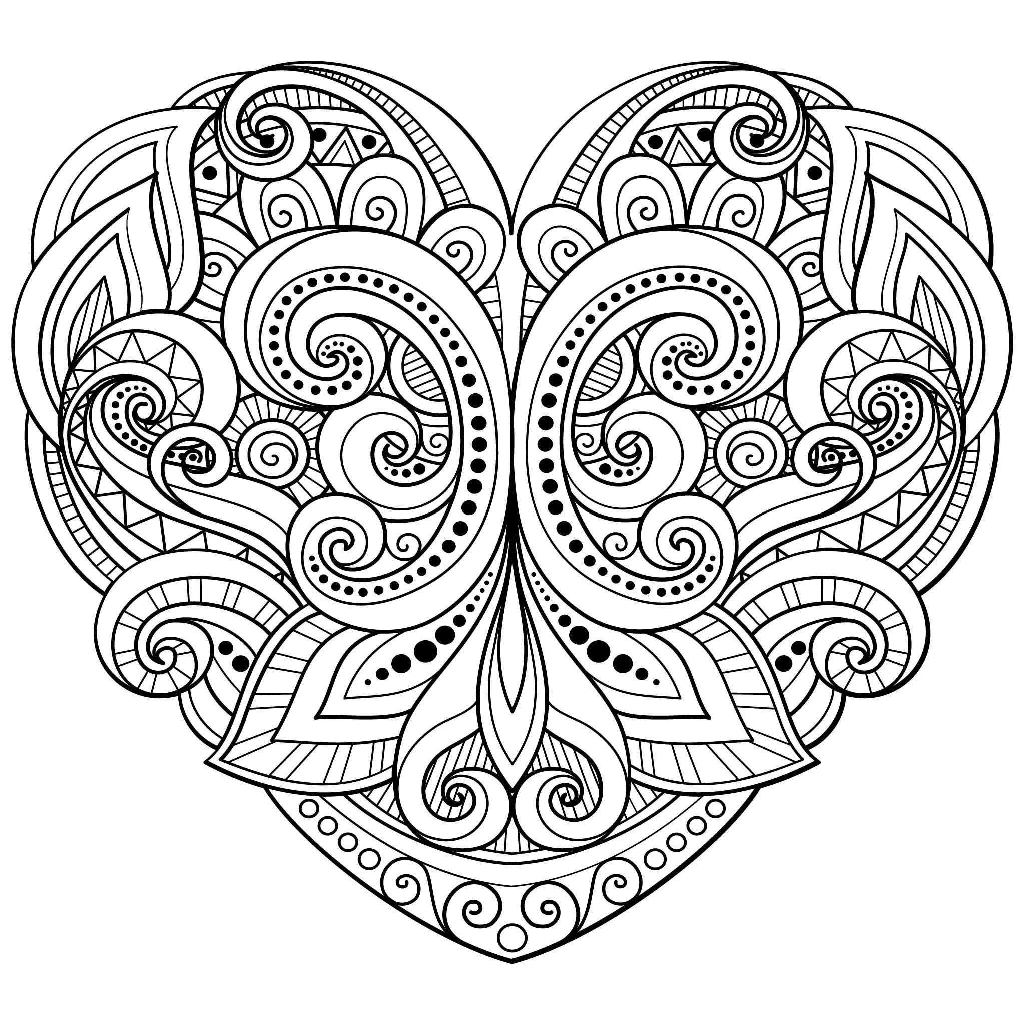 2048x2048 Color Pages Hearts Heart With Wings Coloring Page Free Printable