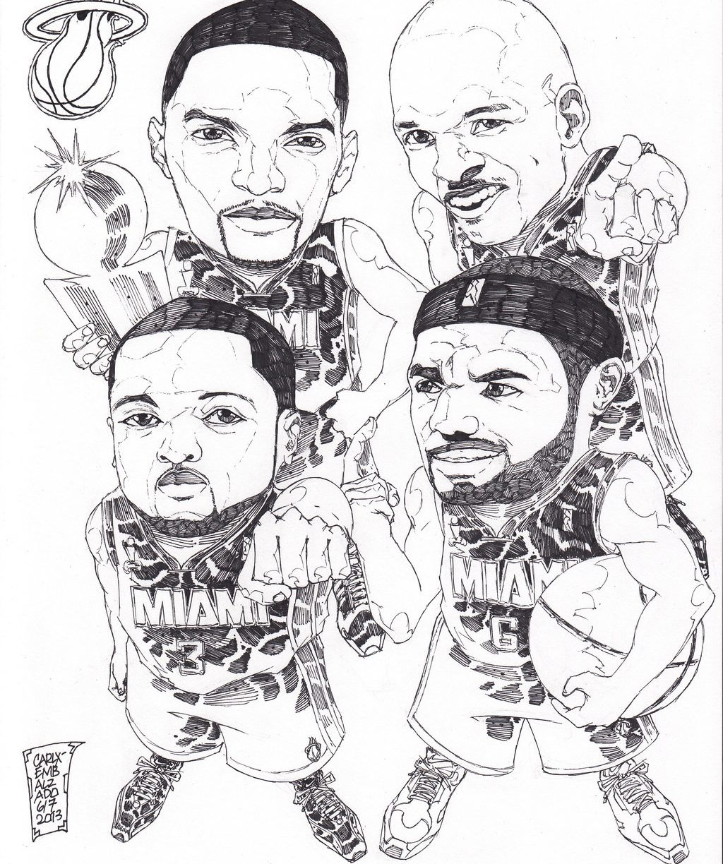 1024x1224 Basketball Teams Coloring Pages Free Miami Heat And Nba Logo