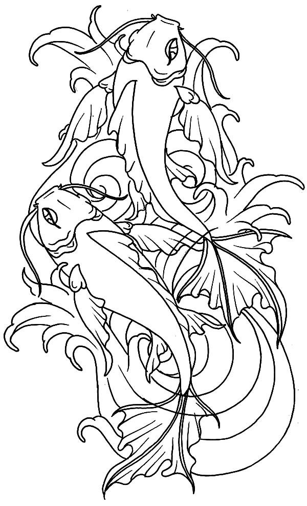600x987 Koi Fish From Heaven Coloring Pages