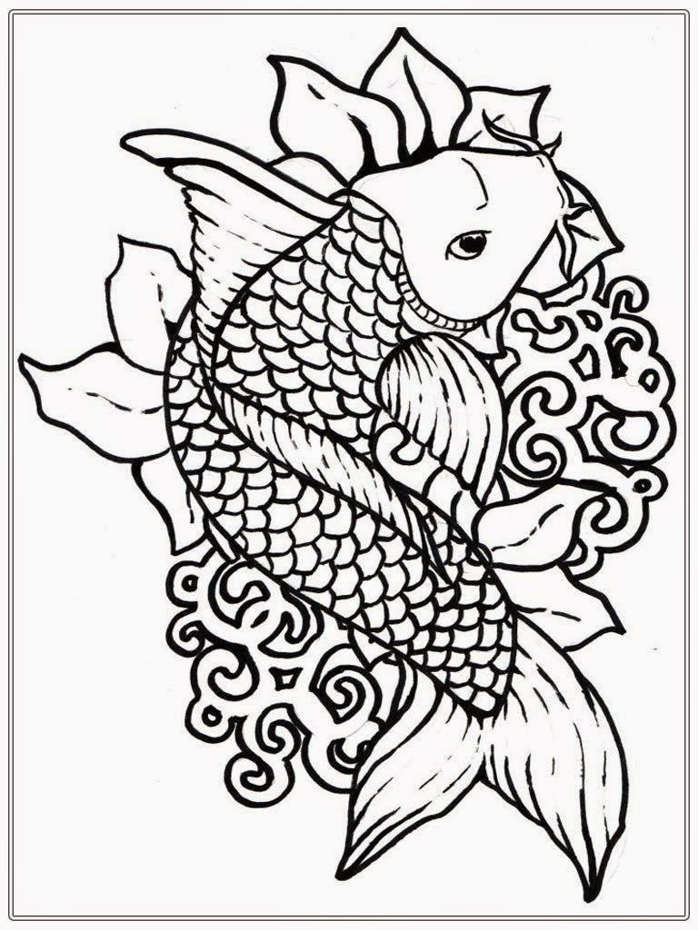 768x1024 Koi Fish Coloring Pages