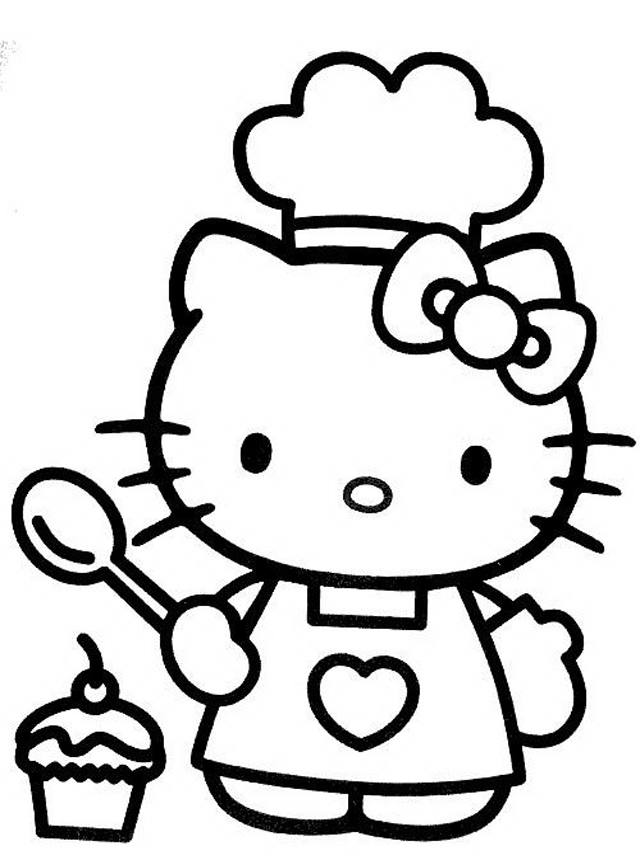 640x860 Hello Kitty Cooking Free Coloring Page Hello Kitty, Kids