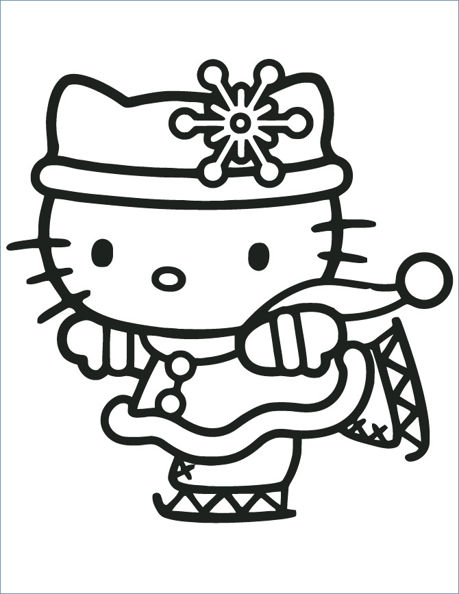 670x867 Hello Kitty Snow Angel Christmas Coloring Page