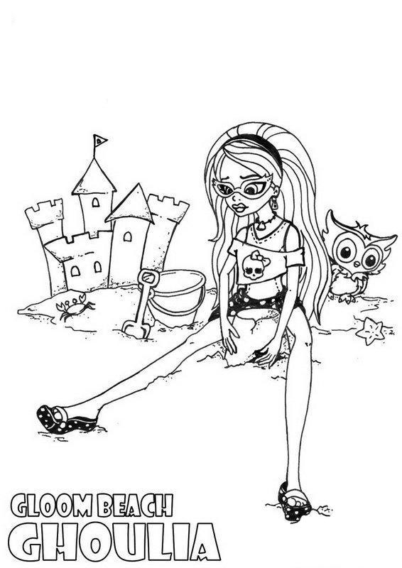 566x800 Beach Coloring Pages Gloom Beach Ghoulia Monster High Coloring