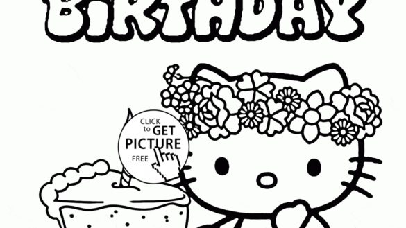 585x329 Hello Kitty Birthday Coloring Pages With Hello Kitty Birthday