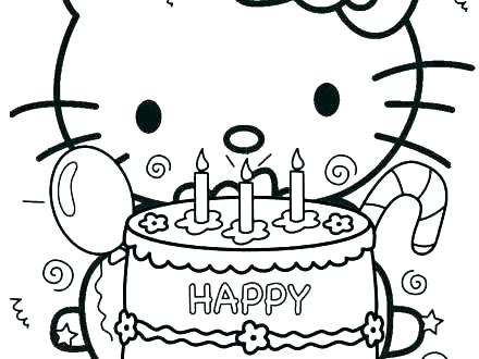 440x330 Birthday Cake Coloring Page Hello Kitty Birthday Coloring Page