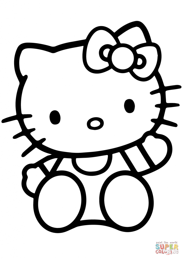 724x1024 Hello Kitty Sitting Cartoon Coloring Page