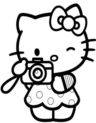 312x400 Hello Kitty Take A Photo Coloring Page