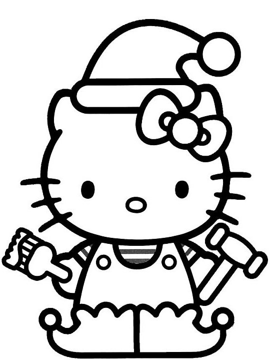 540x719 Hello Kitty Christmas Coloring Page