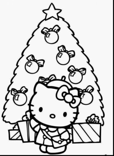 395x540 Hello Kitty Christmas Coloring Pages