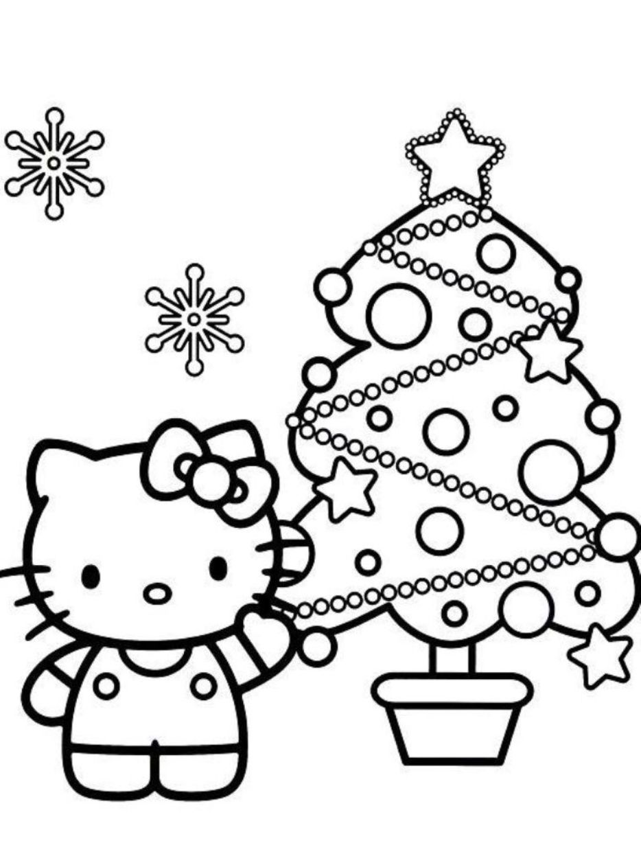 934x1260 Hello Kitty Christmas Coloring Pages Tree Inside