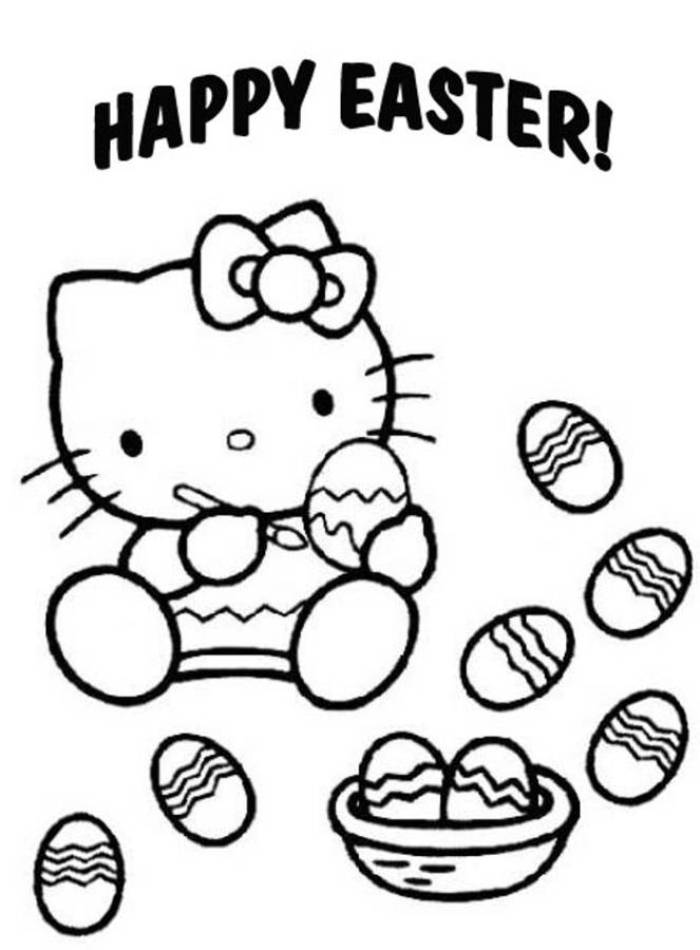 700x950 Wonderful Looking Happy Easter Coloring Pages Hello Kitty