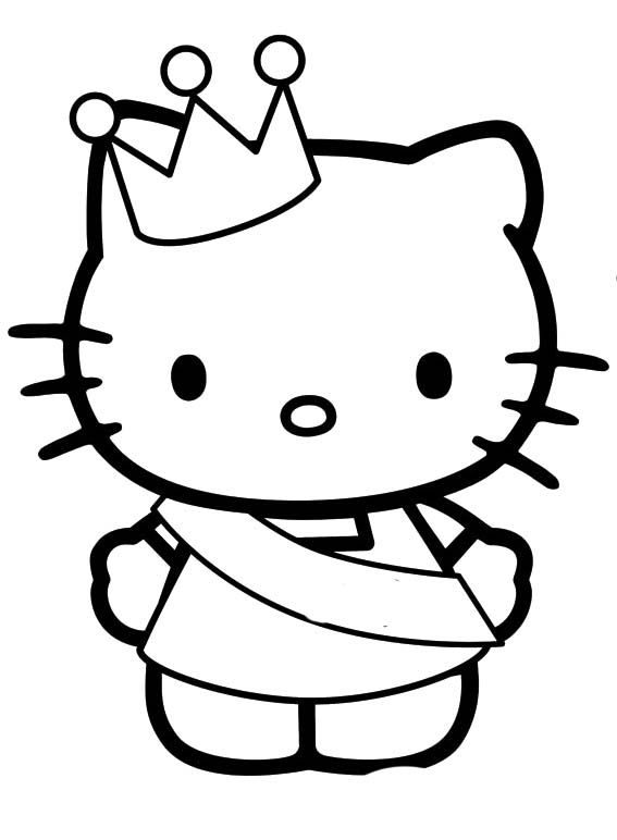 567x772 Hello Kitty Wearing A Crown Coloring Page Coloring Sheets