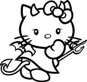 300x282 Hello Kitty Halloween Coloring Pages