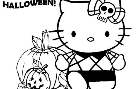 469x304 Hello Kitty Halloween Coloring Pages For Kids Just Colorings