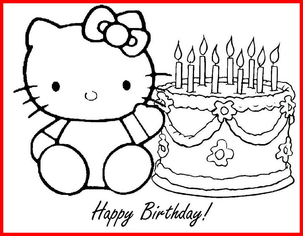 1040x809 Astonishing Printable Happy Birthday Coloring For Kids Hello Kitty