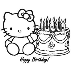 230x230 The Hello Kitty Happy Birthday Color In Hello Kitty Coloring Pages