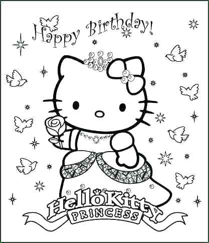 417x484 Hello Kitty Happy Birthday Coloring Pages