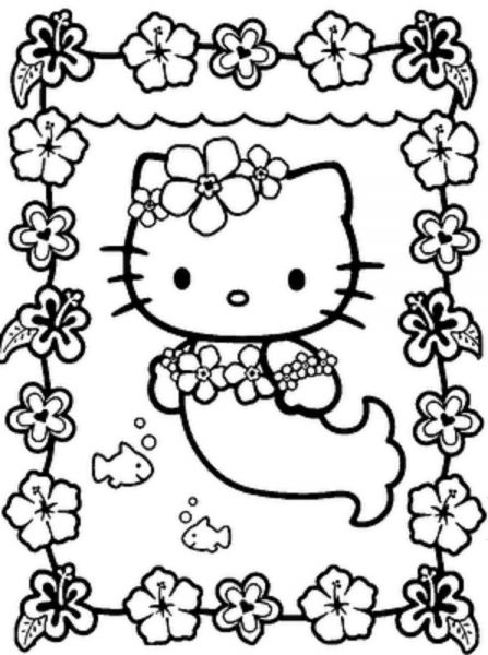 Hello Kitty Mermaid Coloring Pages