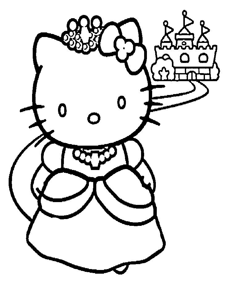 742x914 Hallo Kitty Princess Coloring Page Printables