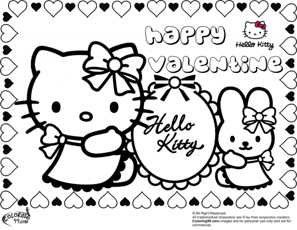 1024x794 Hello Kitty Valentine Coloring Pages